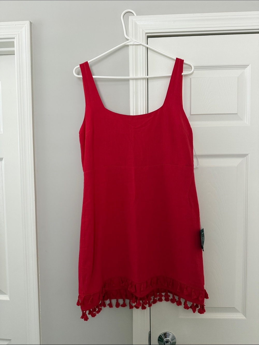 Lulu's Bright Red Tassel-Hem Tank Dress